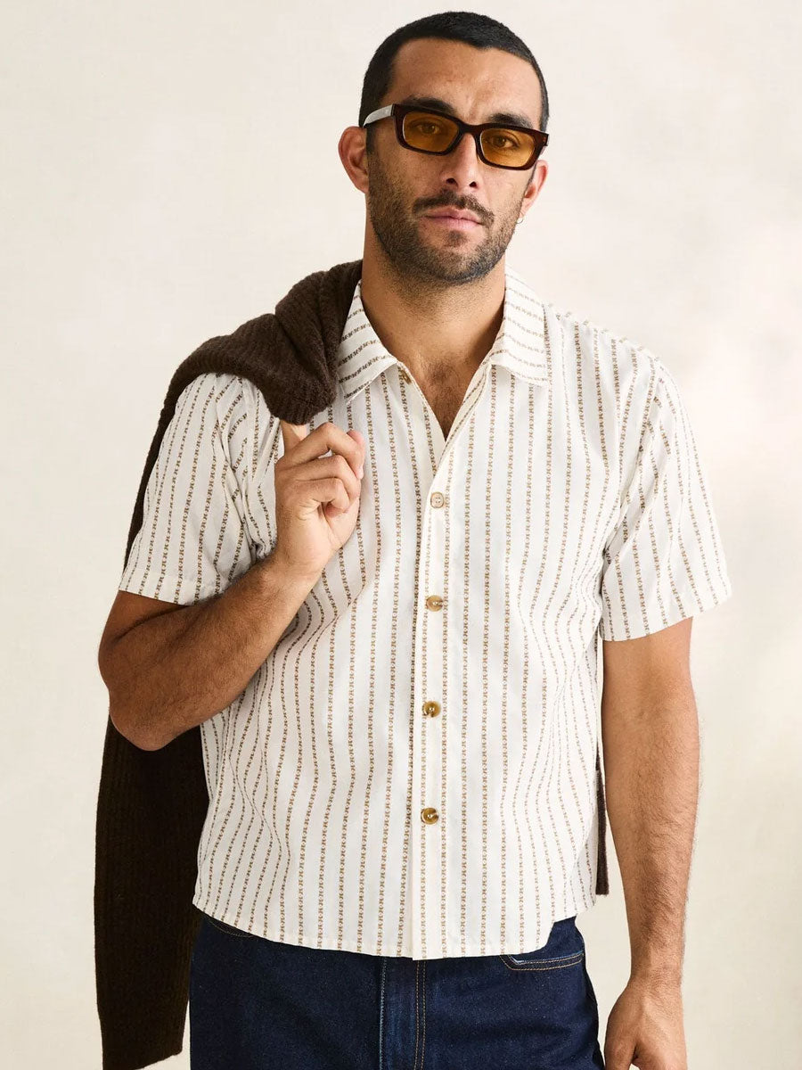 VACATION STRIPE CROP SHORT-SLEEVE SHIRT - MULTI SHIRTS -