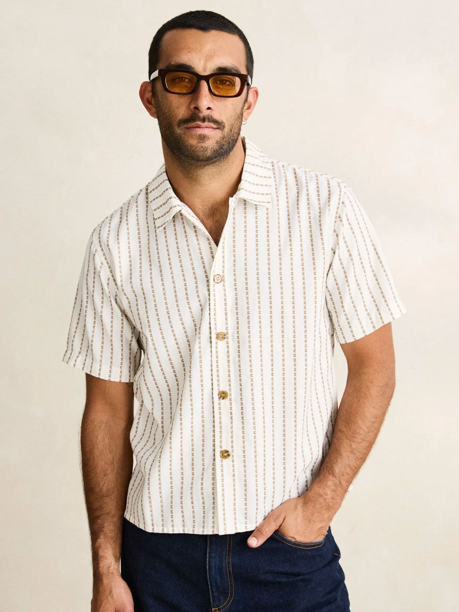 VACATION STRIPE CROP SHORT-SLEEVE SHIRT - MULTI SHIRTS -