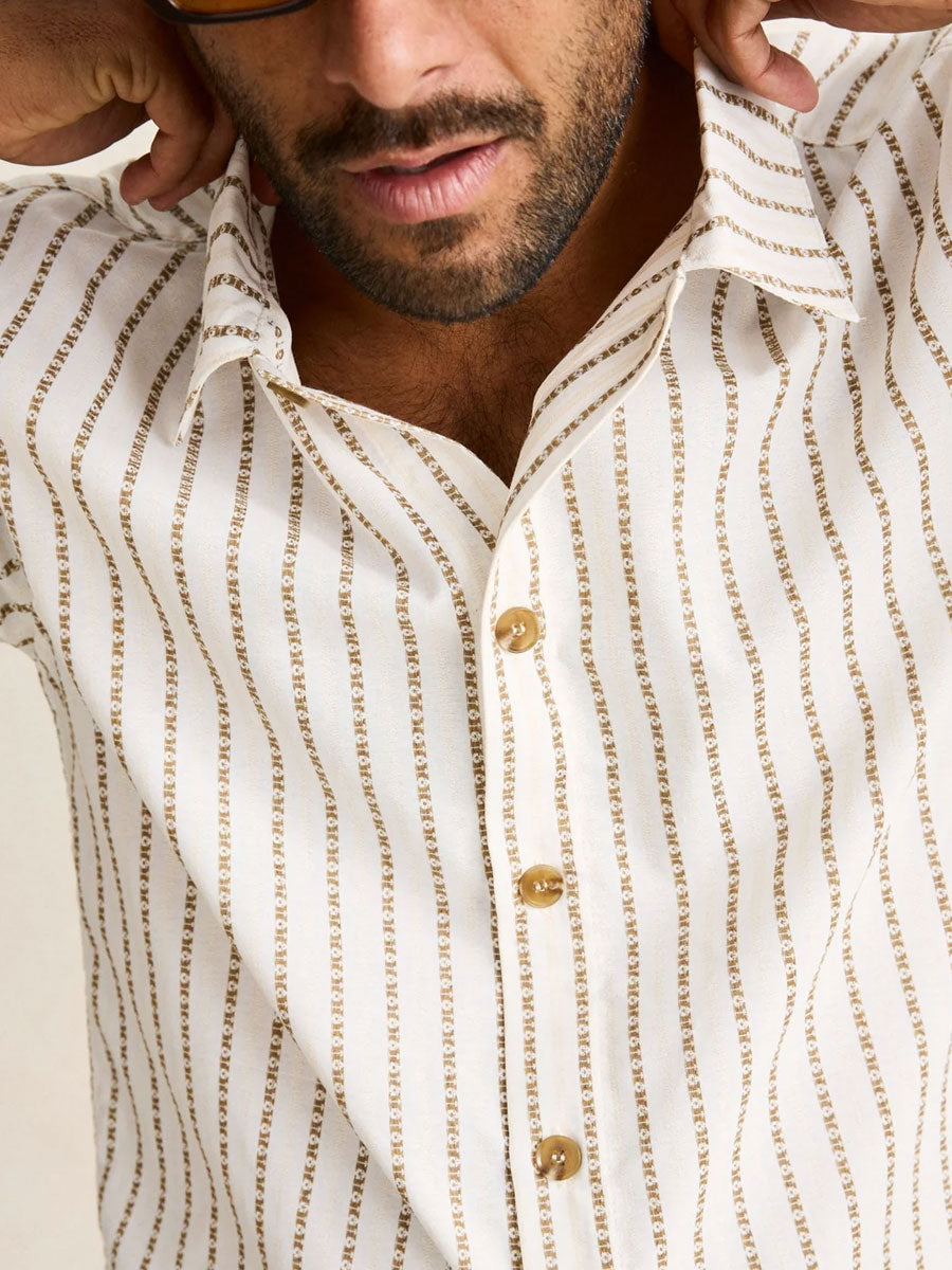 VACATION STRIPE CROP SHORT-SLEEVE SHIRT - MULTI SHIRTS -