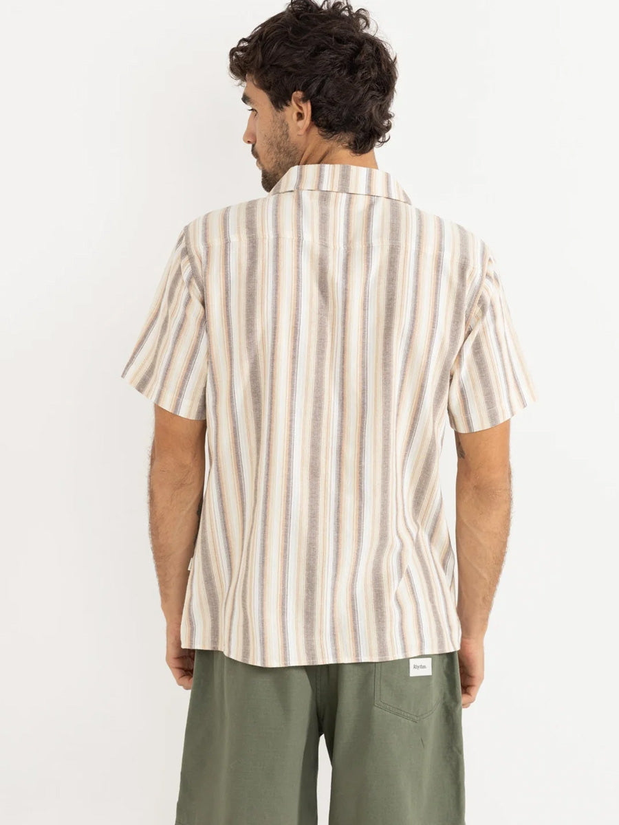 RHYTHM VACATION STRIPE SHORT-SLEEVE SHIRT - TOBACCO SHIRT -