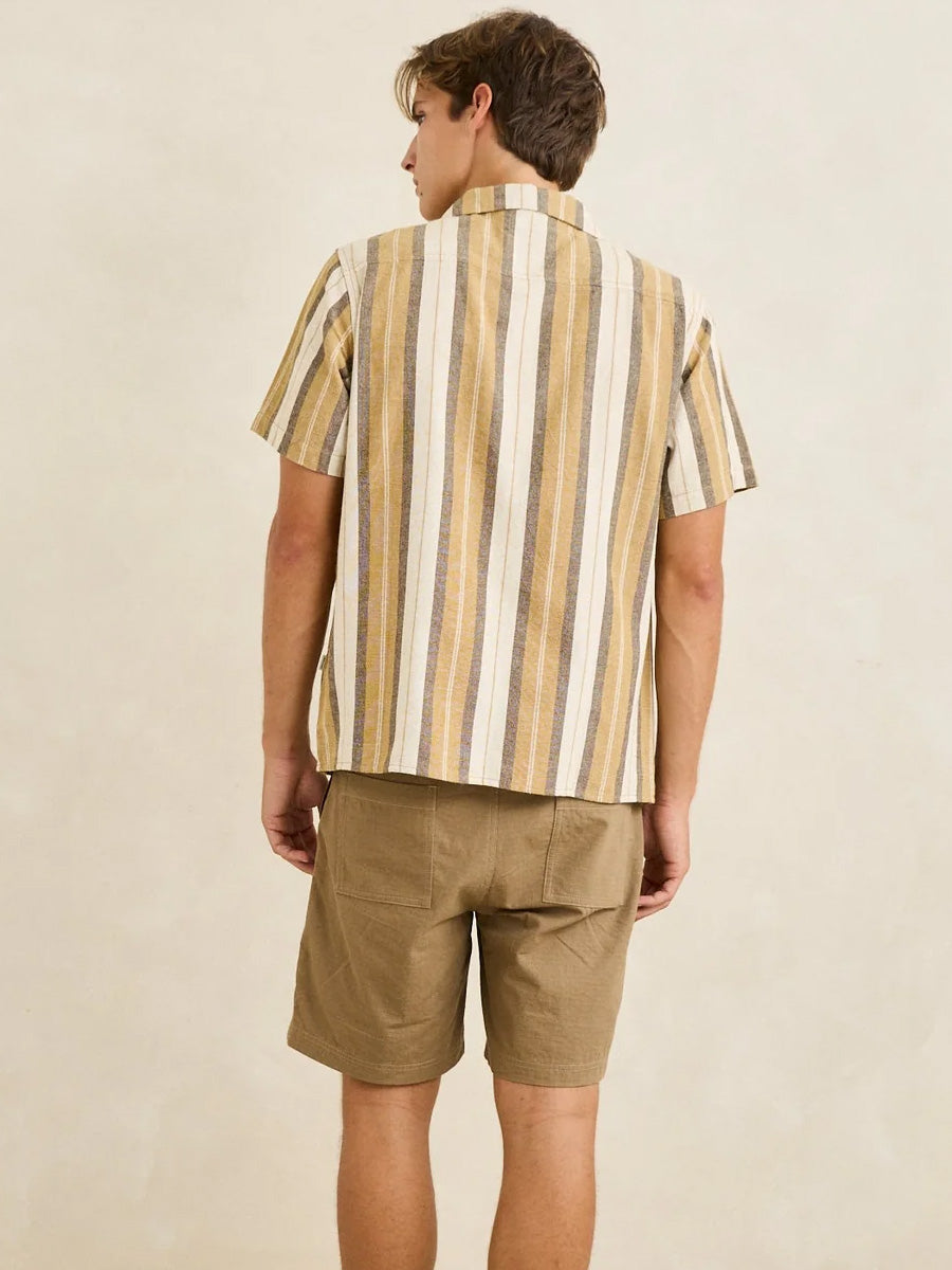 RHYTHM VACATION STRIPE SHORT-SLEEVE SHIRT - SAND SHIRTS RHYTHM