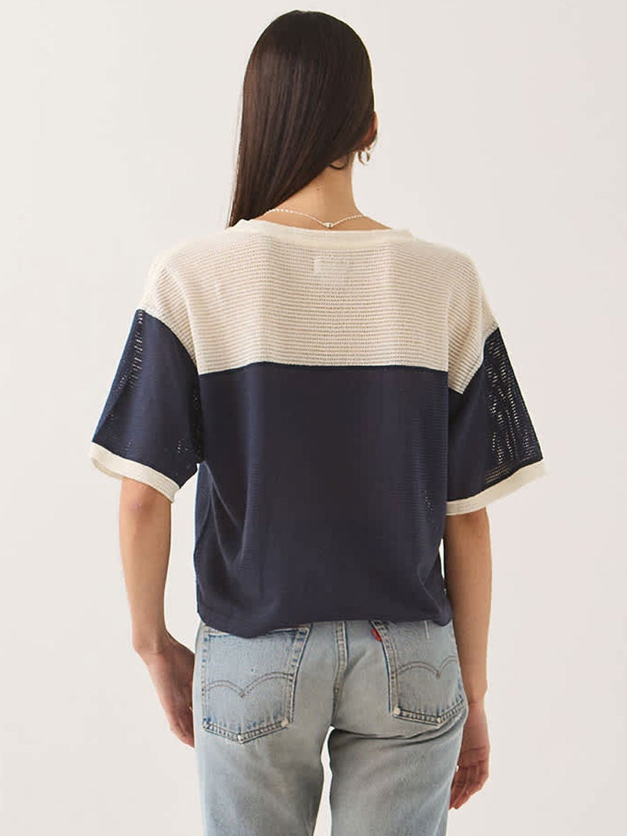 BRIXTON VARSITY MESH TEE - OFF WHITE / WASHED NAVY