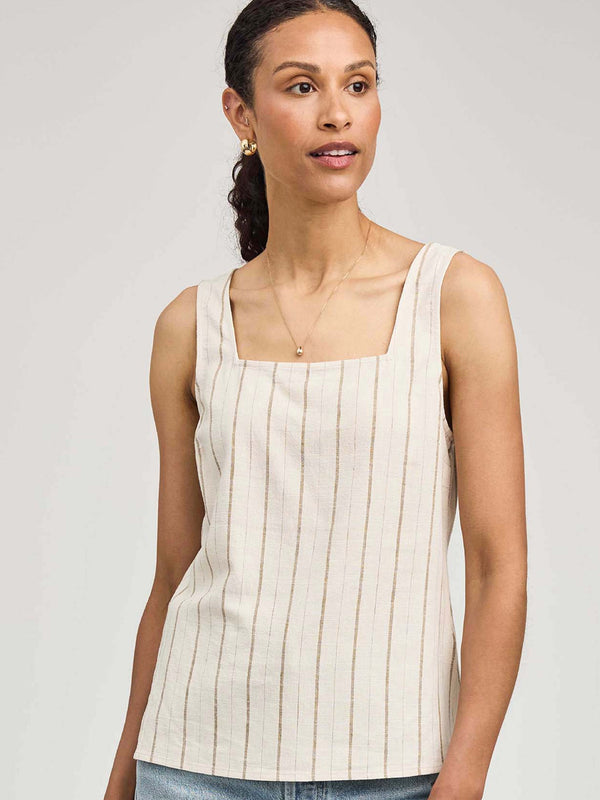 GENTLE FAWN VERA TOP - LINEN STRIPE TANK TOPS GENTLE FAWN