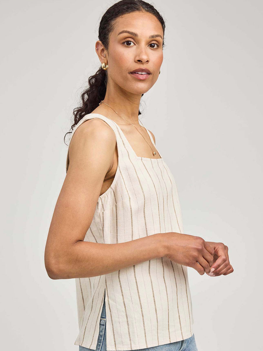 GENTLE FAWN VERA TOP - LINEN STRIPE TANK TOPS GENTLE FAWN