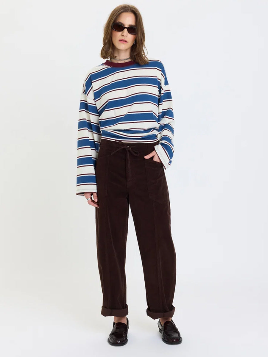 DAZE DRAWSTRING VILLA BARREL PANT - CHOCOLATE