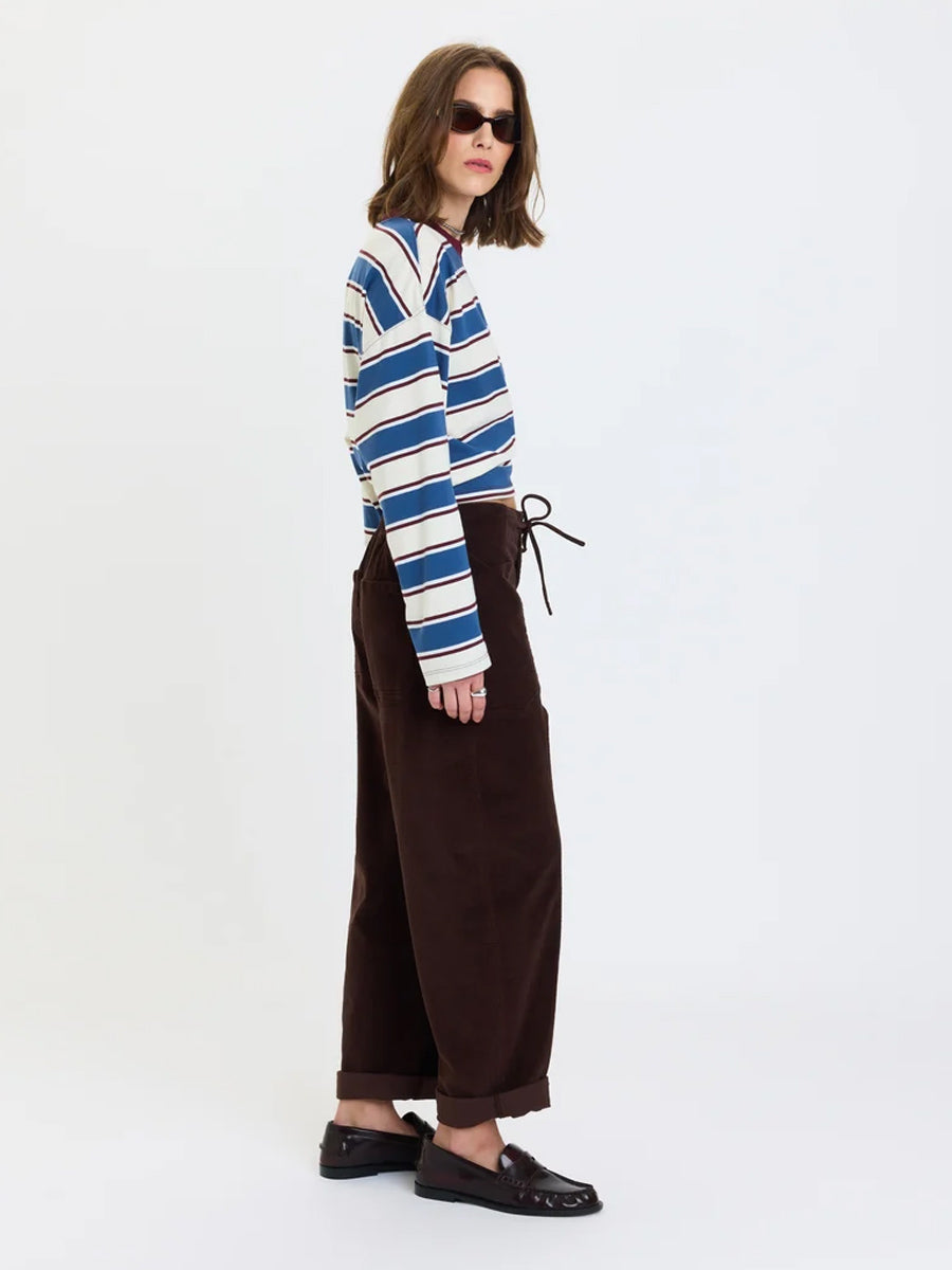 DAZE DRAWSTRING VILLA BARREL PANT - CHOCOLATE