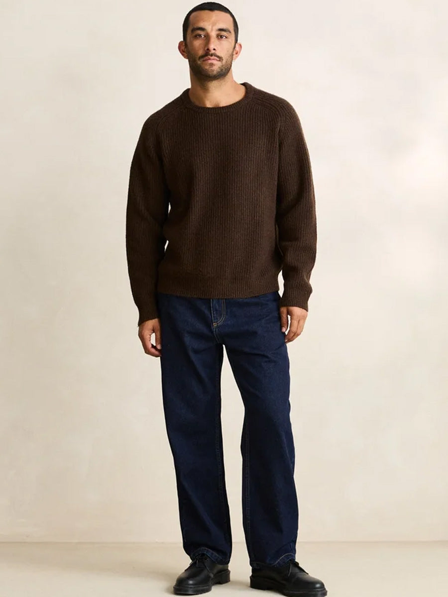 RHYTHM VINTAGE WAFFLE KNIT SWEATER - CHOCOLATE SWEATERS RHYTHM