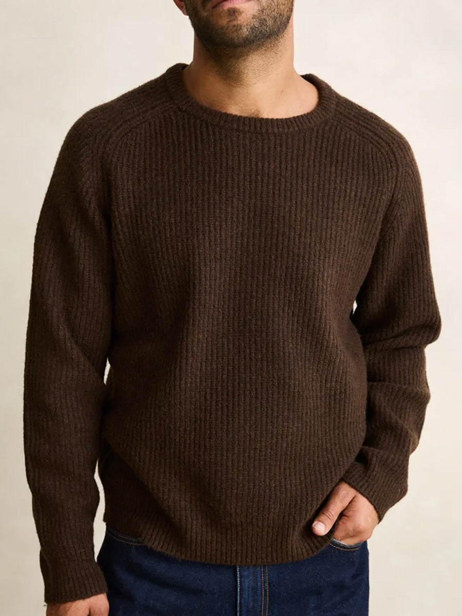 RHYTHM VINTAGE WAFFLE KNIT SWEATER - CHOCOLATE SWEATERS RHYTHM
