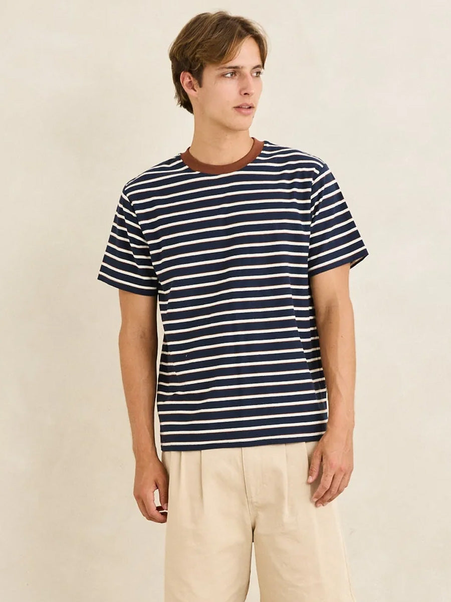 RHYTHM VINTAGE STRIPE SHORT-SLEEVE T-SHIRT - NAVY T-SHIRTS RHYTHM