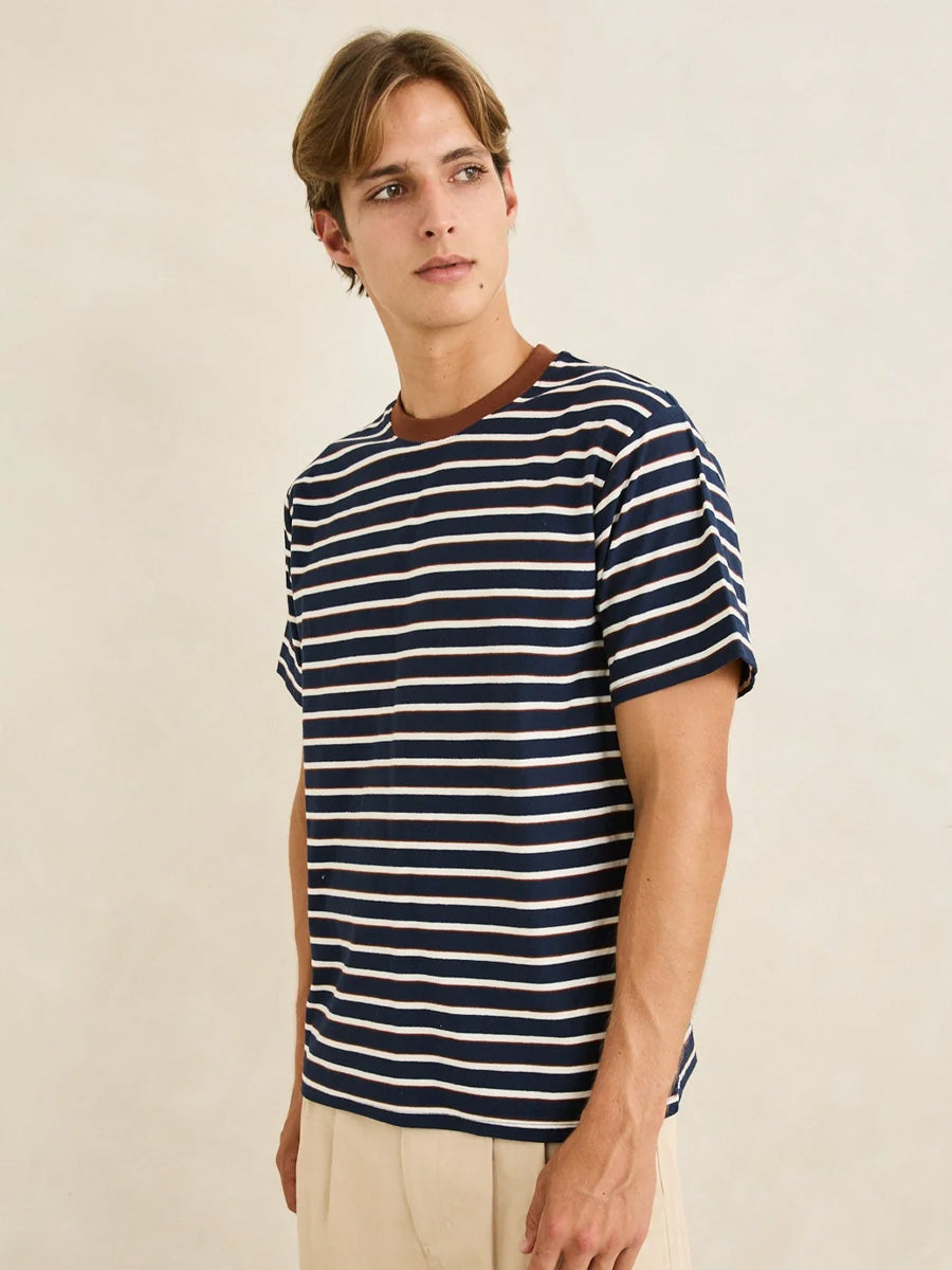 RHYTHM VINTAGE STRIPE SHORT-SLEEVE T-SHIRT - NAVY T-SHIRTS RHYTHM