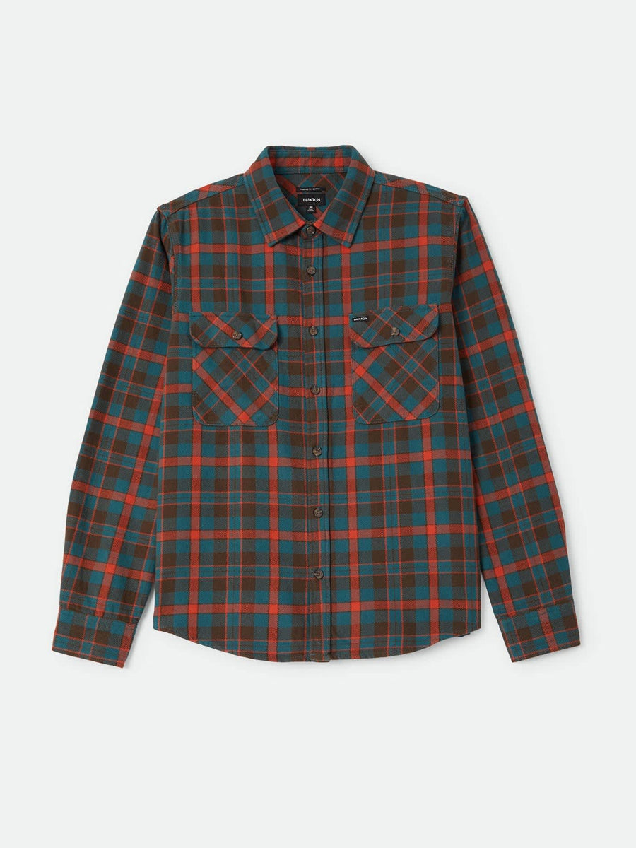 BRIXTON BOWERY FLANNEL - WALNUT BROWN / ULTRA MARINE