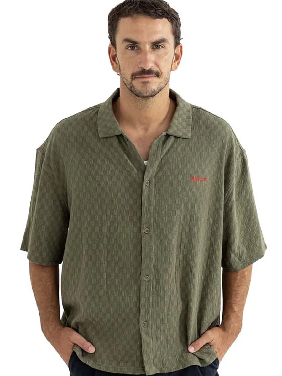 RHYTHM WASH CHECK RELAXED SHORT-SLEEVE SHIRT | GREEN | OAK