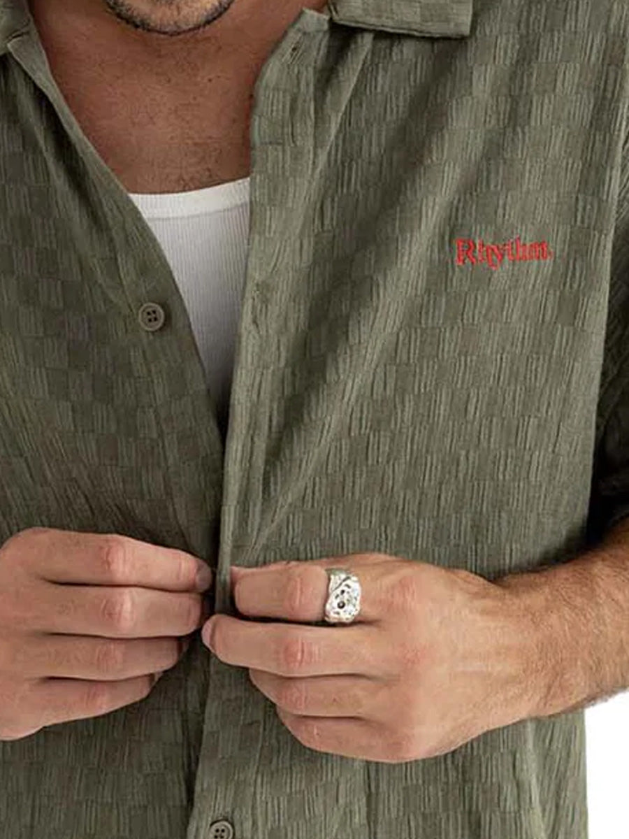 RHYTHM WASH CHECK RELAXED SHORT-SLEEVE SHIRT - GREEN