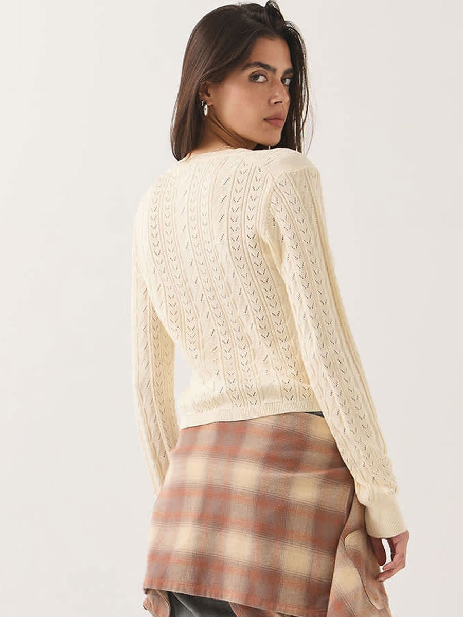 BRIXTON BIXBY LIGHTWEIGHT CARDIGAN - WAX PAPER