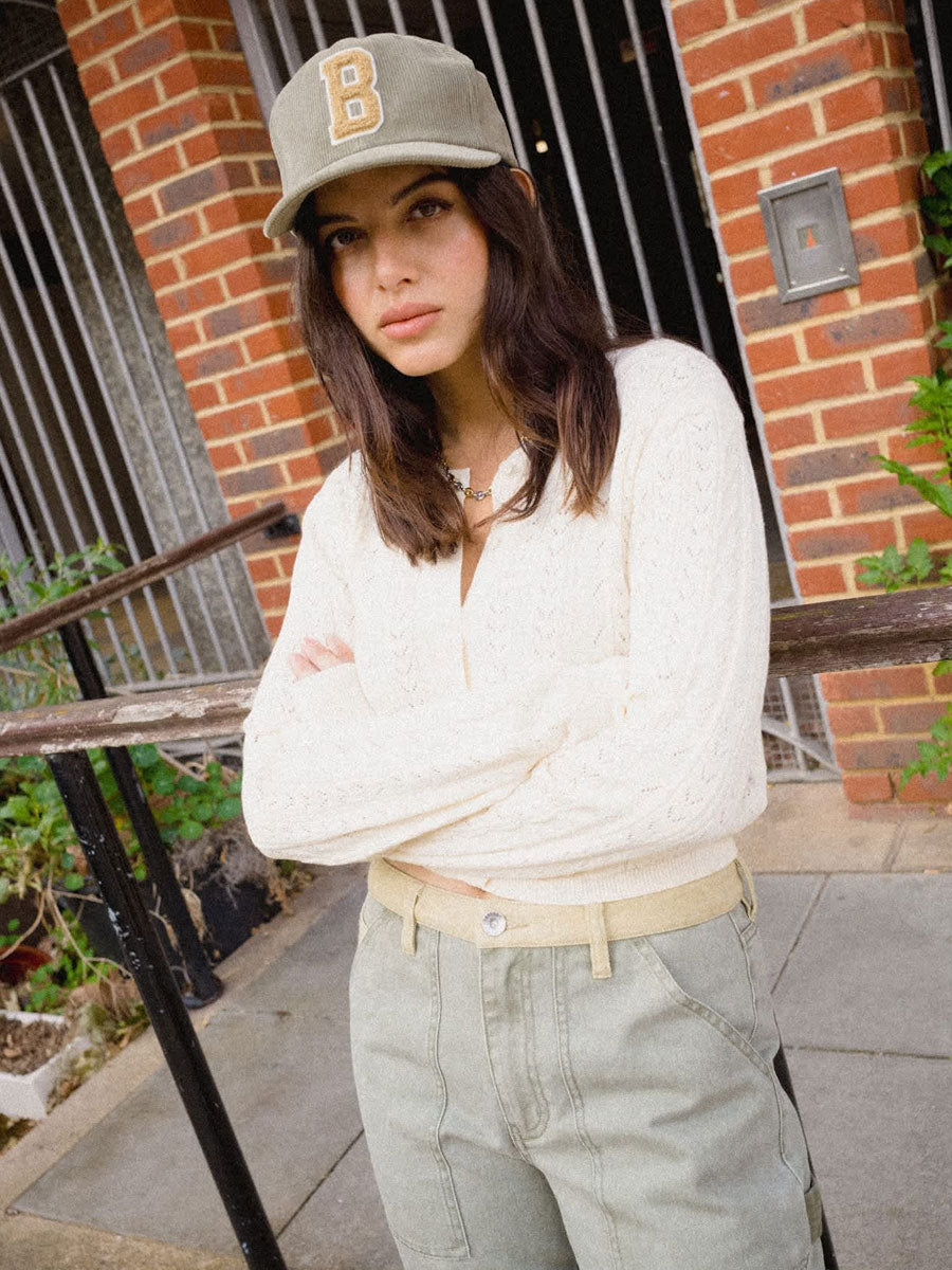 BRIXTON BIXBY LIGHTWEIGHT CARDIGAN - WAX PAPER