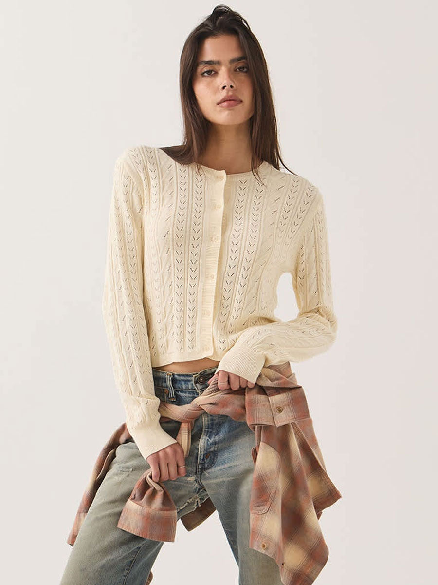 BRIXTON BIXBY LIGHTWEIGHT CARDIGAN - WAX PAPER
