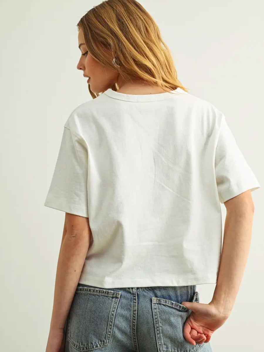 SHORT SLEEVE LINEN KNITTED TOP - WHITE