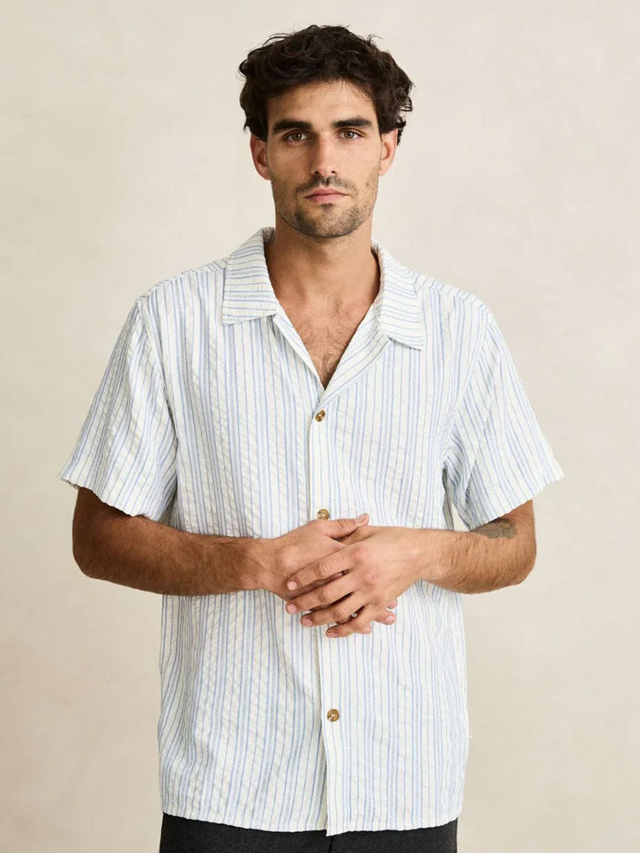 RHYTHM NOVELTY STRIP SHORT-SLEEVE SHIRT - WHITE