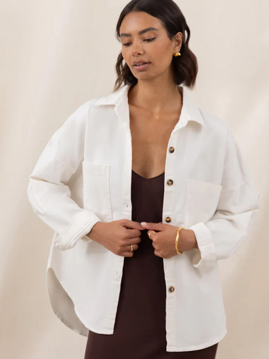 CHARLI WYATT DENIM SHIRT - ECRU SHIRTS CHARLI