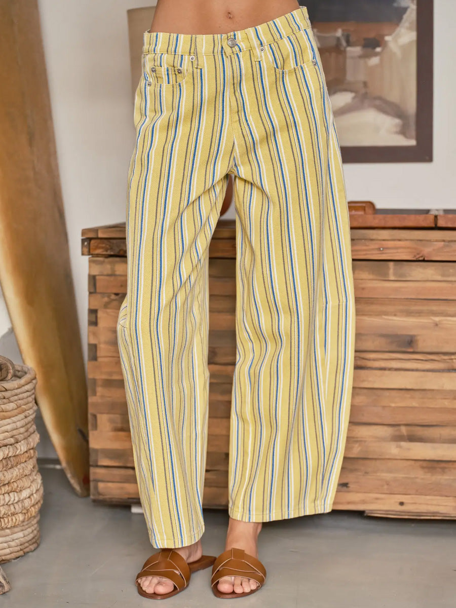 COLOUR STRIPE BARREL PANT - YELLOW PANTS OAK CLOTHING CO.