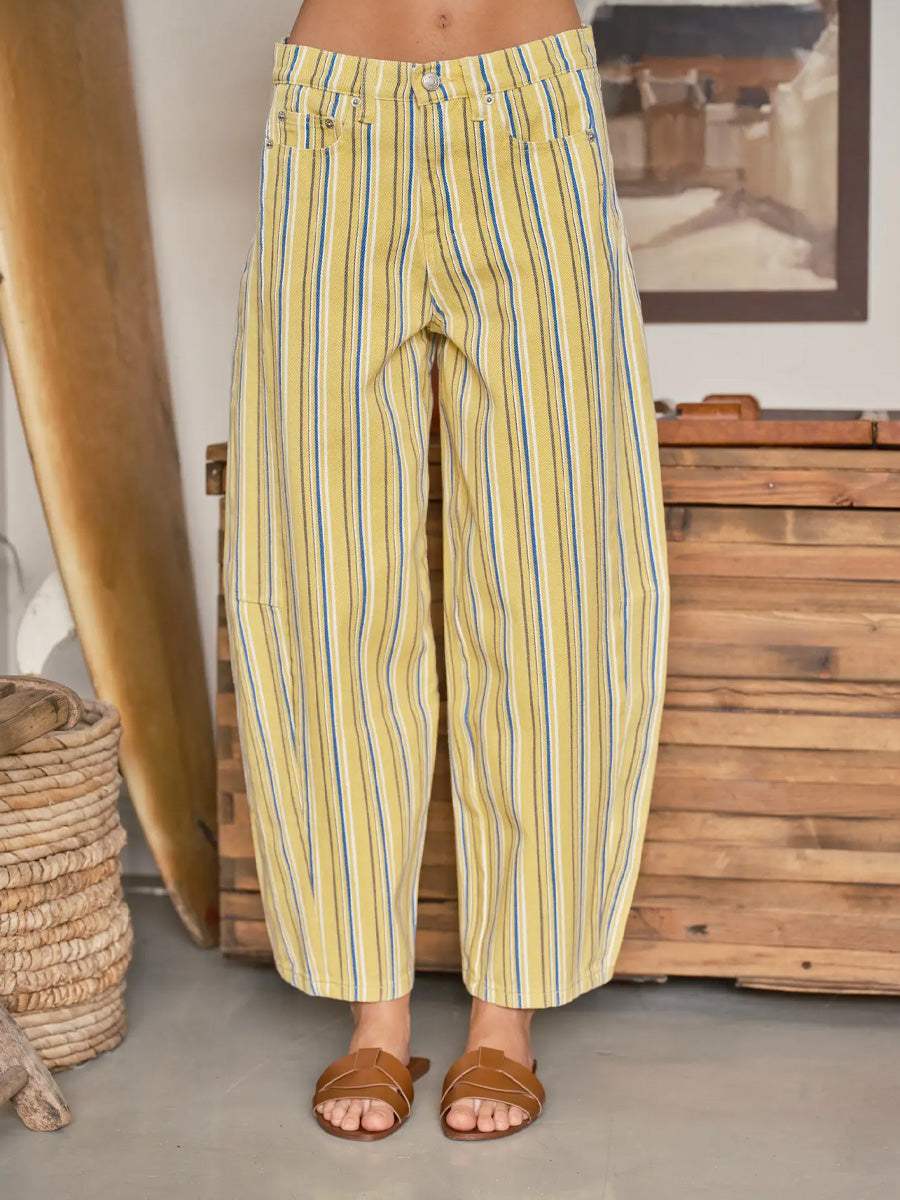 COLOUR STRIPE BARREL PANT - YELLOW PANTS OAK CLOTHING CO.